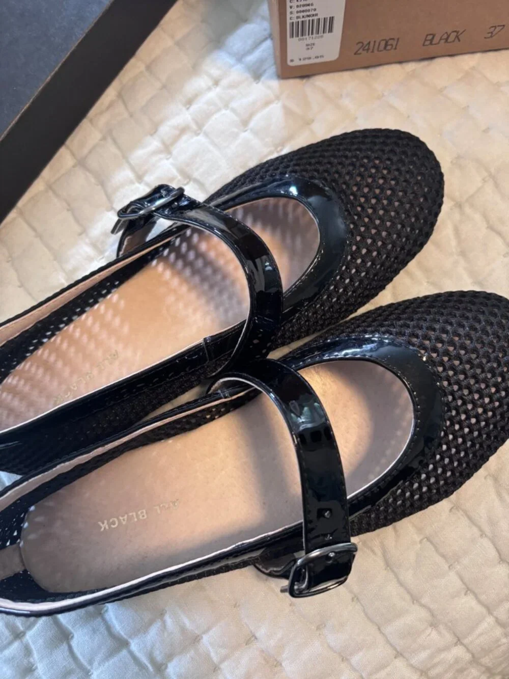ALL BLACK Mesh Mary Jane Flats Size 37
